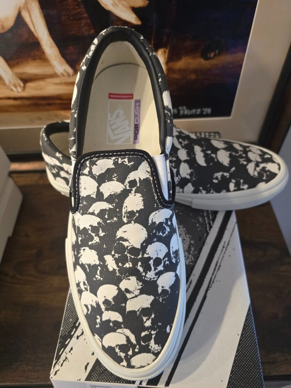 Vans Skate Slip-On 'Skull Pile' Men’s Black White Shoes VN000EG59X1 Sz 10 NEW